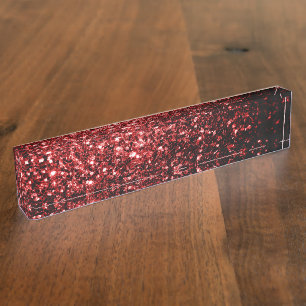 Dark Red faux Glitter sparkles Glamour Nameplate