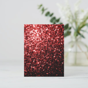 Dark Red faux Glitter sparkles Glamour Postcard