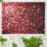 Dark Red faux Glitter sparkles Glamour Tea Towel<br><div class="desc">Beautiful glamourous red shiny glitters sparkles. 
Photo of Red sparkles not actual glitter!</div>