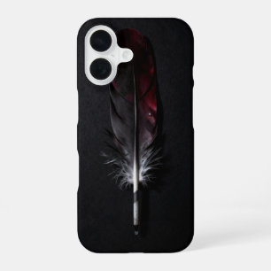 Dark Red Feather on Black Minimal Case