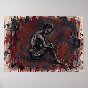 Dark Red Figurative Abstract Poster