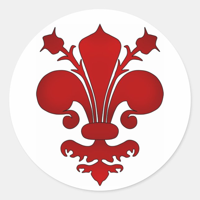 Dark red fleur de lis symbol classic round sticker (Front)