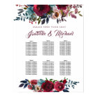 Dark Red Floral 6-Table Wedding Seating Chart