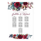 Dark Red Floral 7-Table Wedding Seating Chart