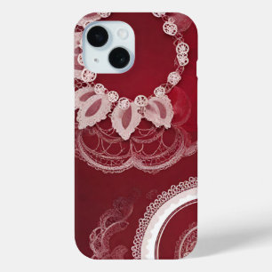 Dark Red Floral AI art iPhone 15 Case