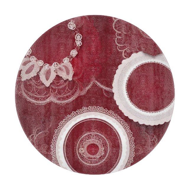 Dark Red Floral AI art  Cutting Board (Front)