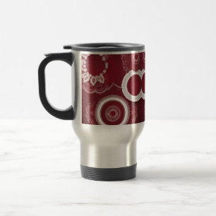 Dark Red Floral AI art Travel Mug