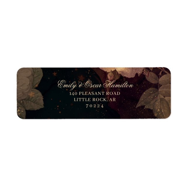 Dark Red Floral Gothic Boho Return Address (Front)