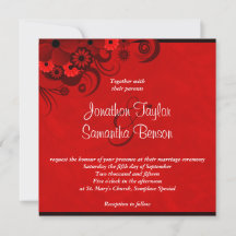 Dark Red Floral Gothic Custom Wedding Invitation