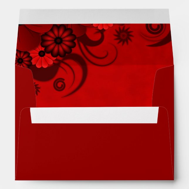 Dark Red Floral Gothic Elegant Custom Envelopes (Back (Bottom))