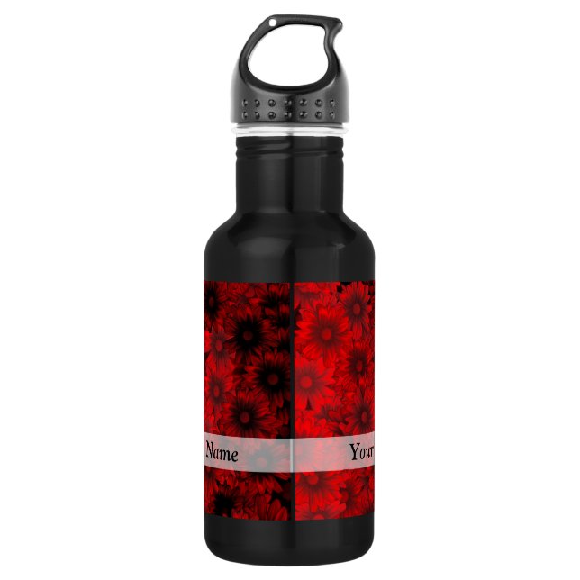 Dark red floral pattern 532 ml water bottle (Front)