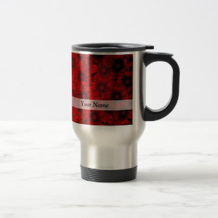 Dark red floral pattern travel mug