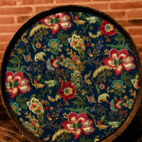 Dark Red Flowers Chinoiserie Decoupage