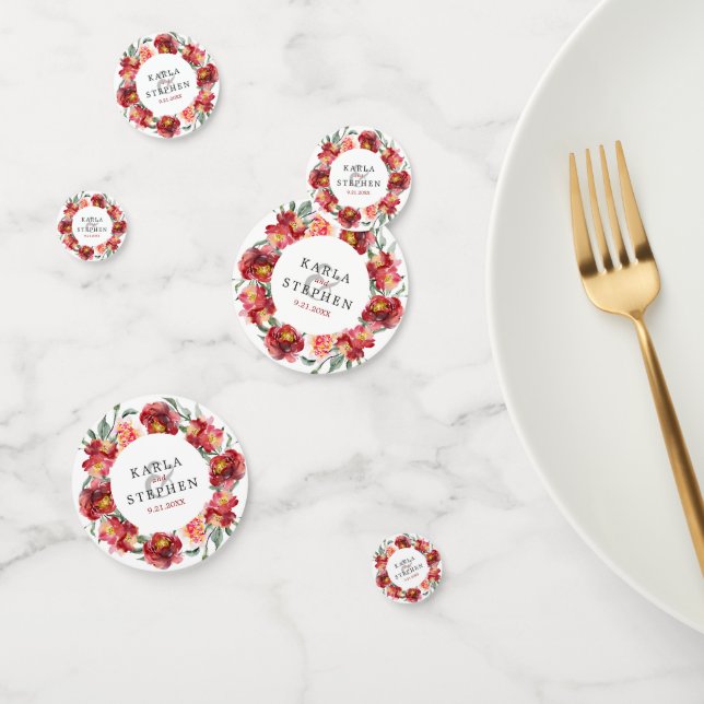 Dark-red flowers wreath confetti (Group)