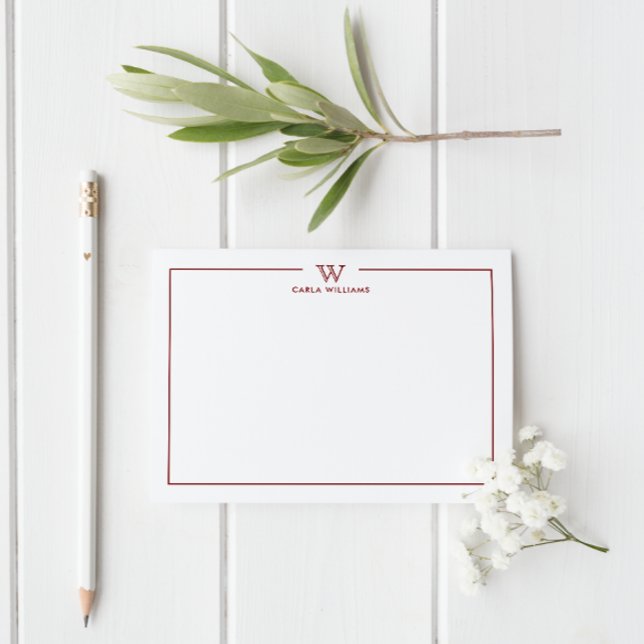 Dark Red Formal Classic Family Monogram Minimal Card (Creator Uploaded)