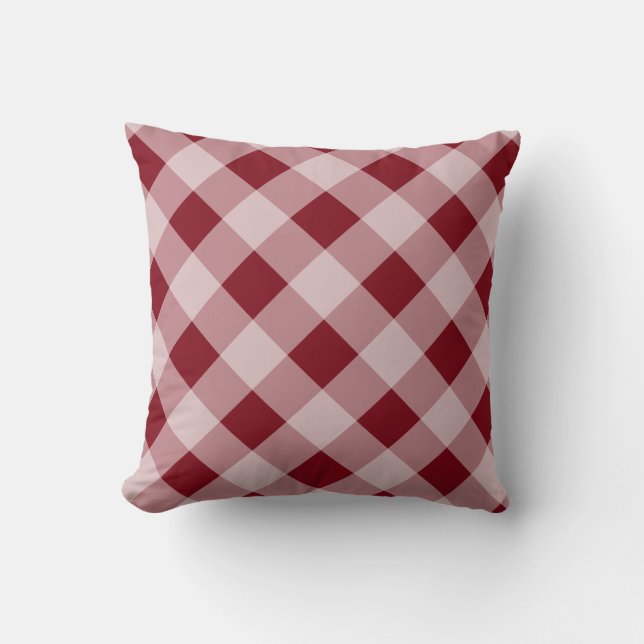 Dark Red Gingham Pillow (Front)