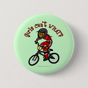 Dark Red Girls BMX 6 Cm Round Badge