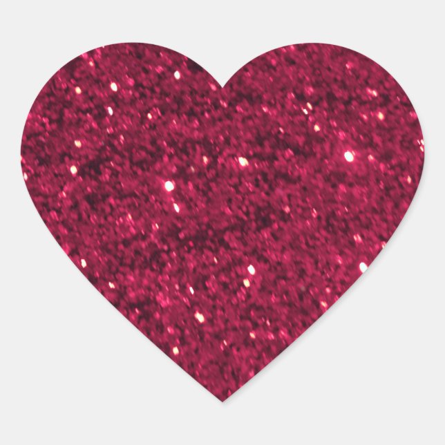 Dark Red Glitter Heart Sticker (Front)