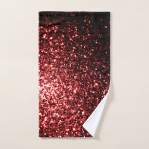Dark red glitter sparkles hand towel
