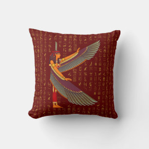 Dark Red Goddess Maat Throw Pillow