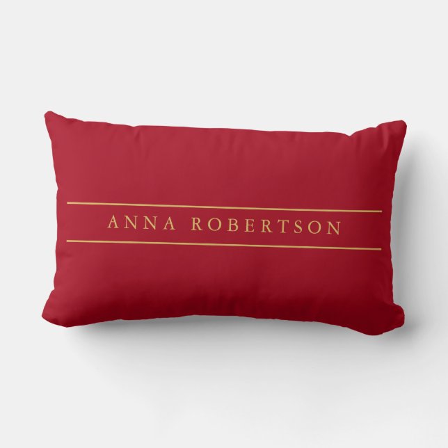 Dark Red Gold Colours Professional Chic Minimalist Lumbar Cushion (Back)
