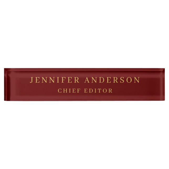 Dark Red & Gold Colours Professional Modern Plain Nameplate (Front)