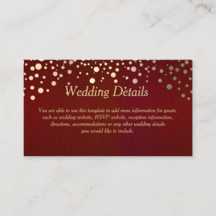 Dark Red & Gold Confetti Dots - Wedding Details Enclosure Card