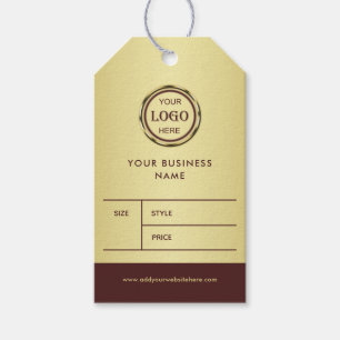 Dark-red gold design,Logo or Photo business price Gift Tags