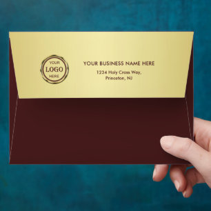 Dark-red gold design,Logo or Photo in gold circle, Envelope