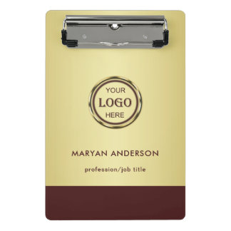 Dark-red gold design,Logo or Photo in gold circle, Mini Clipboard