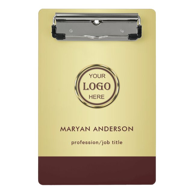 Dark-red gold design,Logo or Photo in gold circle, Mini Clipboard (Front)