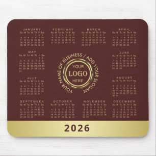 Dark-red gold design,Logo or Photo in gold circle, Mouse Mat