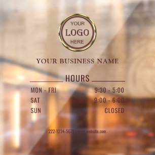 Dark-red gold design,Logo or Photo in gold circle, Window Cling