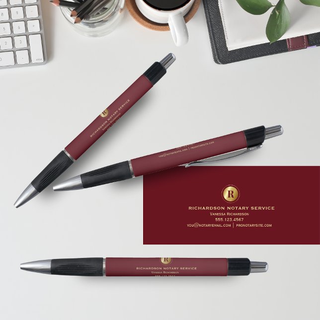 Dark Red & Gold Monogram Notary Business Promo (Creator Uploaded)