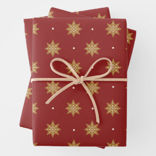 Dark Red Gold Snowflakes Elegant Christmas Wrapping Paper Sheet