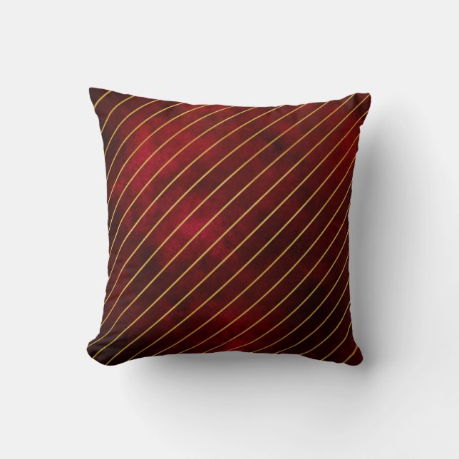 Dark Red & Gold Striped Cushion (Front)