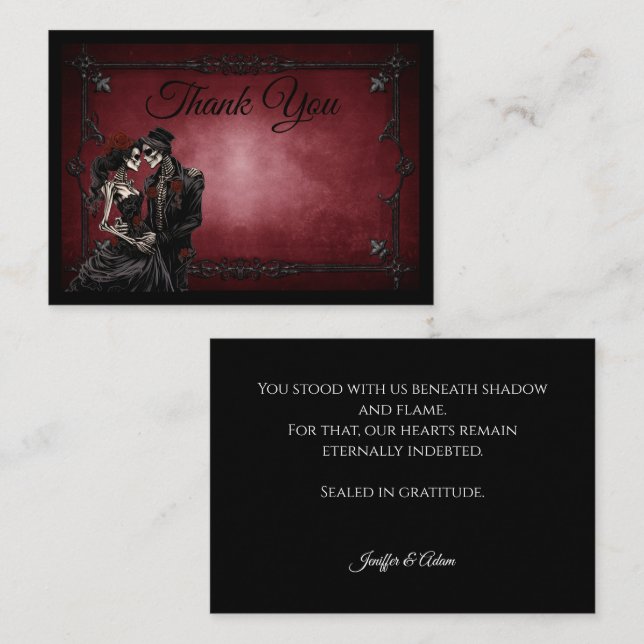 Dark Red Gothic AlternativeHalloween wedding Card (Front/Back)