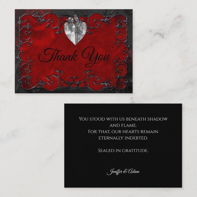 Dark Red Gothic Halloween wedding Card (Front/Back)