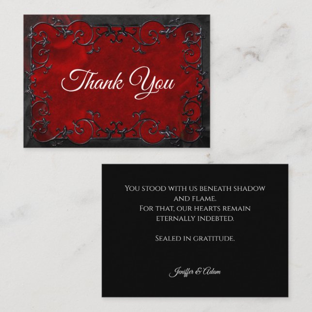 Dark Red Gothic Halloween wedding Card (Front/Back)