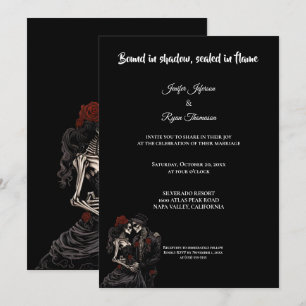 Dark Red Gothic Halloween wedding invitation