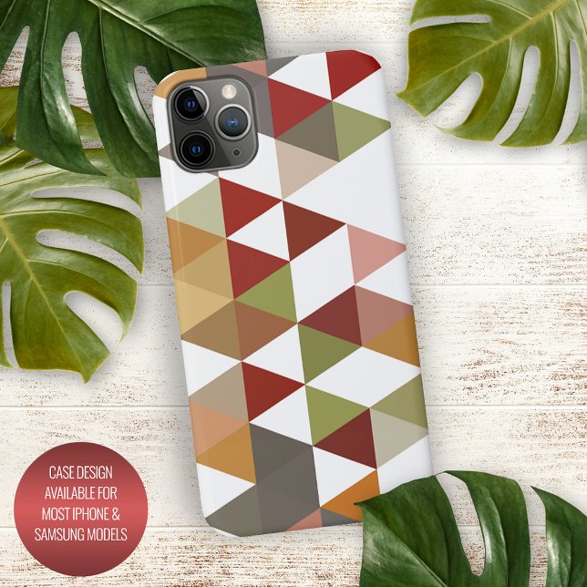 Dark Red Green Taupe Brown White Polygon Art iPhone Case (Creator Uploaded)