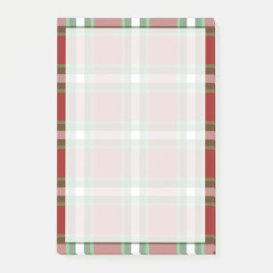 Dark Red Green White Plaid Squares Pattern Post-it Notes