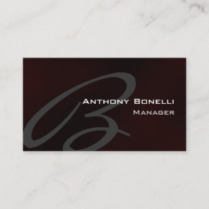 Dark Red Grey Modern Monogram Business Card