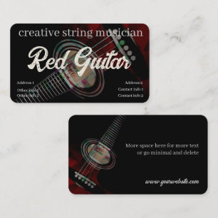 Dark Red Guitar on Black Business card