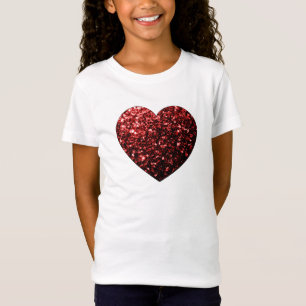 Dark red heart faux glitter sparkles T-Shirt