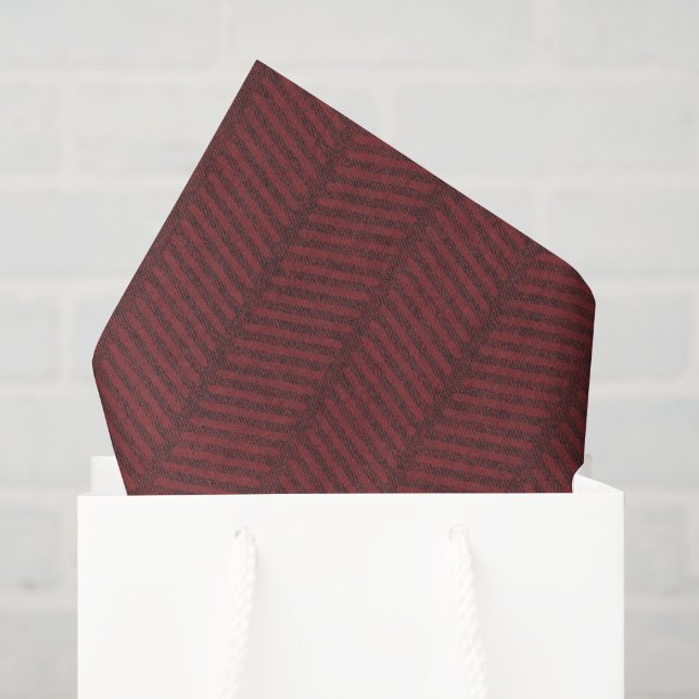 Dark Red Herringbone Pattern Tissue Paper (Gift Bag)