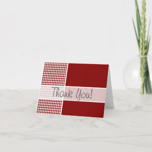 Dark Red Houndstooth; Personalised Thank You Card