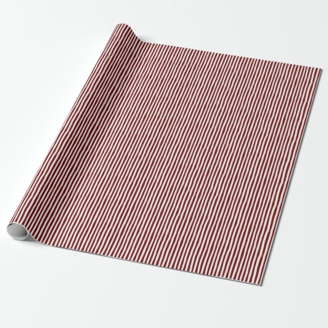 Dark Red & Ivory Wonky Stripes Wrapping Paper (Unrolled)