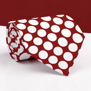 Dark Red Jumbo Polka Dots Custom Necktie
