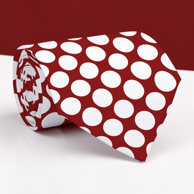Dark Red Jumbo Polka Dots Custom Necktie (Creator Uploaded)